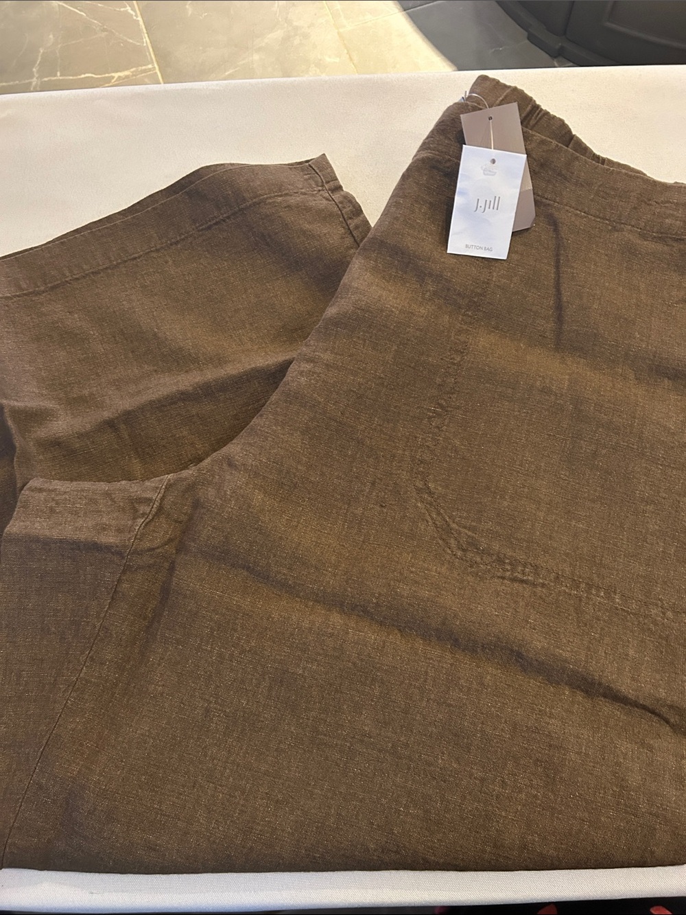 J. Jill Brown Linen Capri Crop Pants Pockets 2X or XXL Reg $99 NWT 2X
